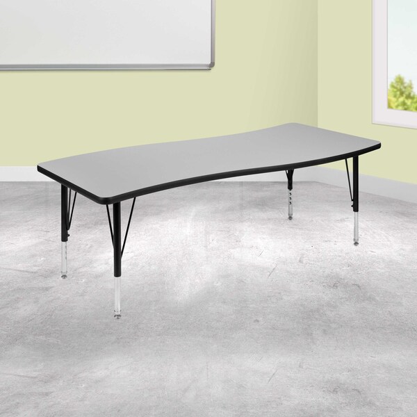 Flash Furniture Rectangle 26 W, 60 L, 25.25 H, Chrome, Laminate, Particleboard, Steel, Grey XU-A3060-CON-GY-T-P-GG - main